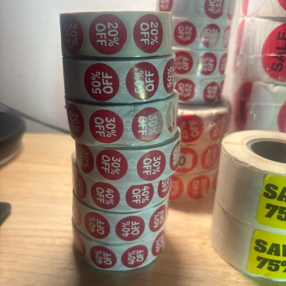 Lot Of Various % Off Sale Stickers 24 Rolls